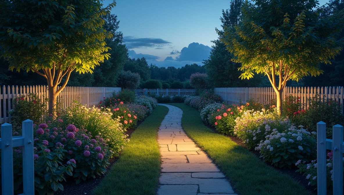Garden evening scene with subtle lighting at ghakleonex
